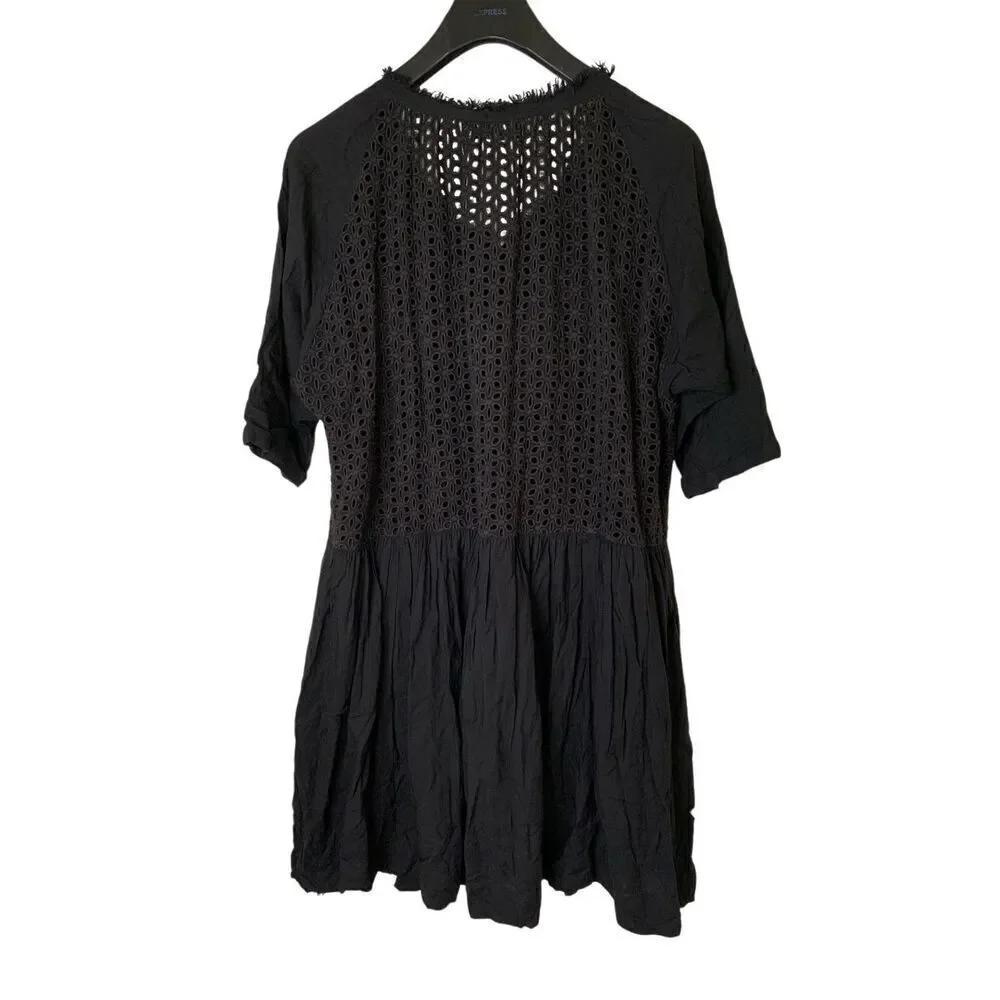 HATCH eyelet black dress women's one size